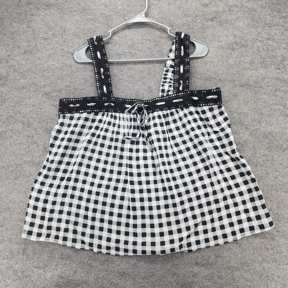 Torrid Shirt Womens 00 US Medium Sleeveless Square Neck Black Gingham